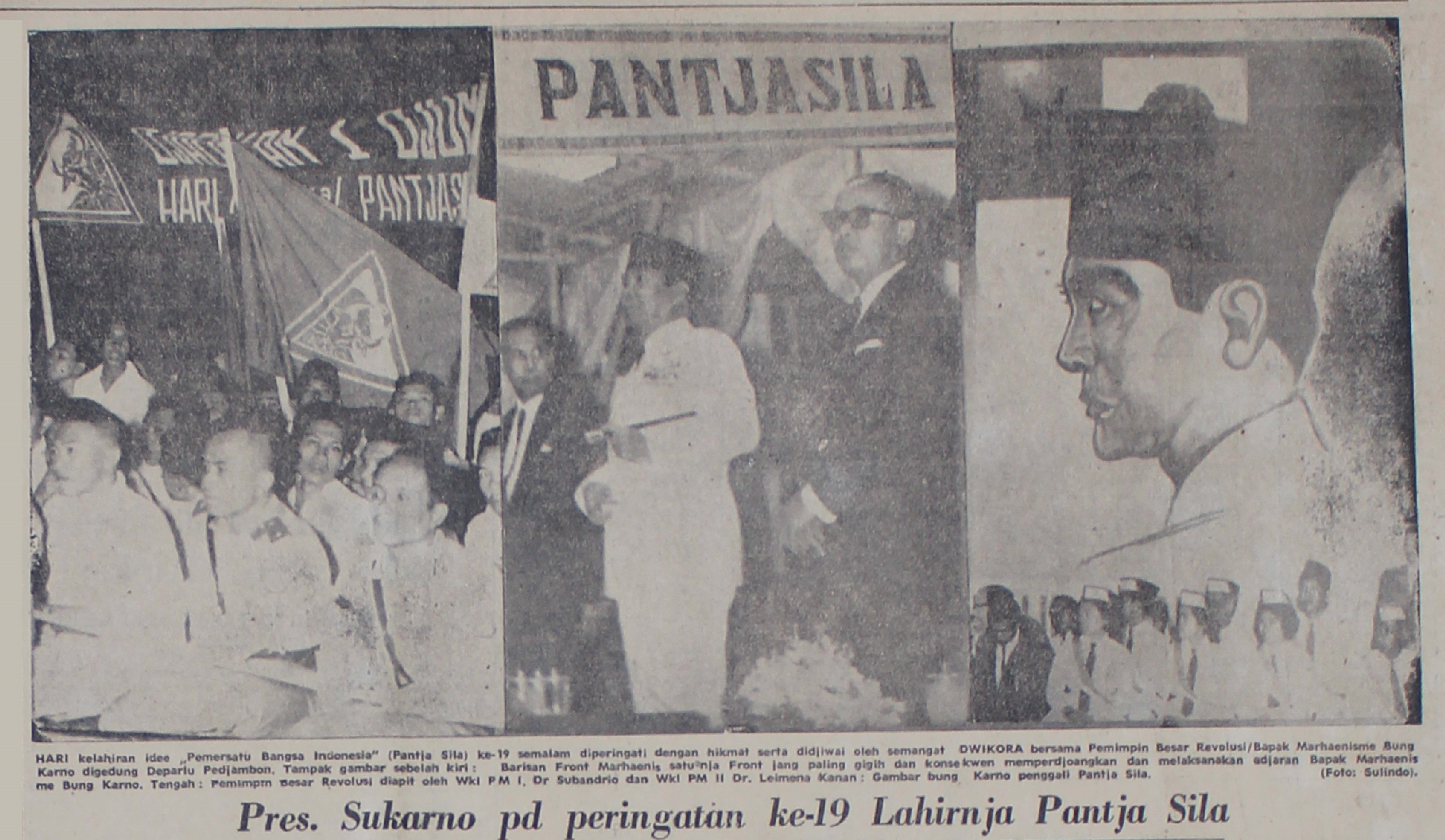 Surat Kabar Indonesia di Peringatan Pertama Hari Lahir Pancasila 1964